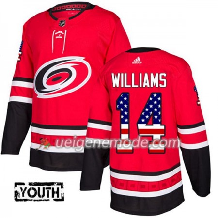 Kinder Eishockey Carolina Hurricanes Trikot Justin Williams 14 Adidas 2017-2018 Rot USA Flag Fashion Authentic